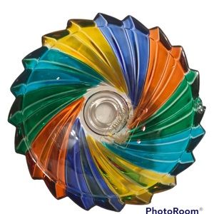 Due Zeta Multi-Colored Art Glass Bowl/Dish Italian Art Glass Vintage 4”